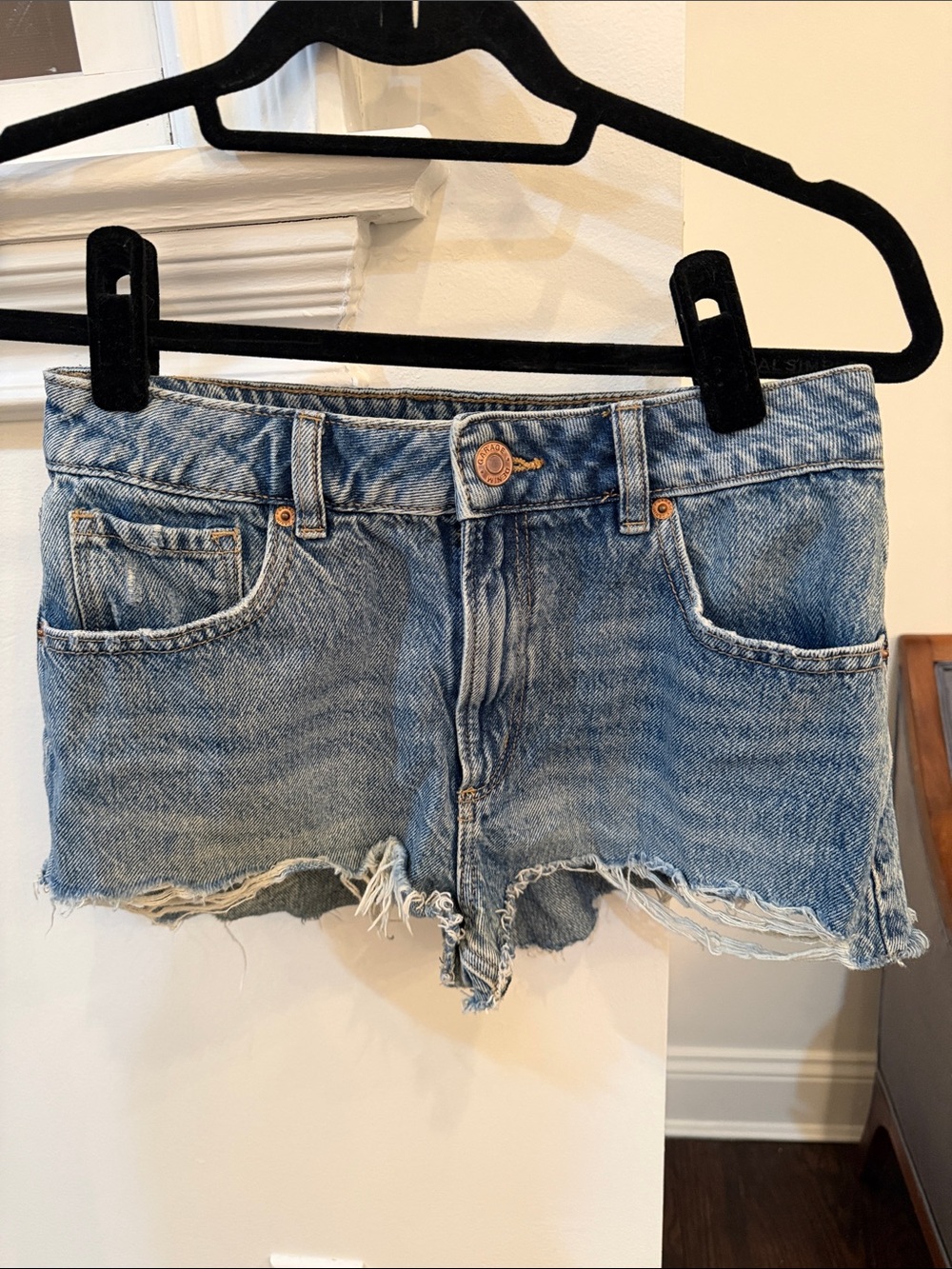 Garage Distressed Light Wash Denim Cutoff Shorts